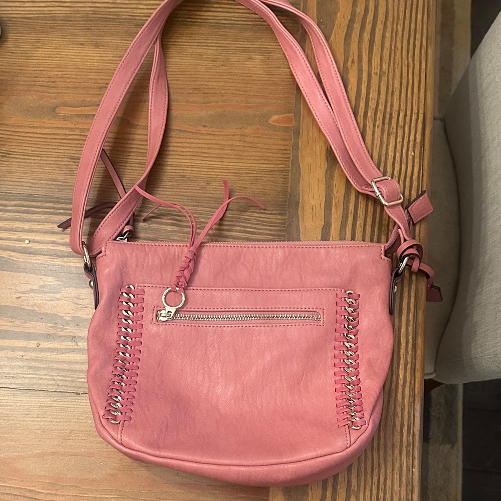 Jessica Simpson Pink Shoulder Bag with Chain Accents